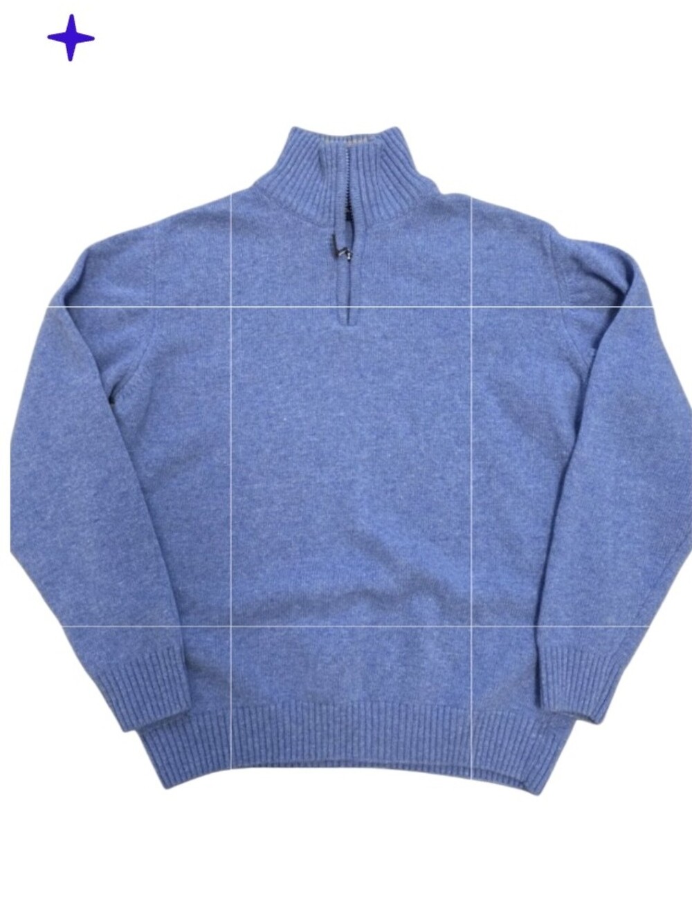 Mens 80 Wool Blend Quarter Zip Sweater Blue Size Large Preppy Neutral Going Out